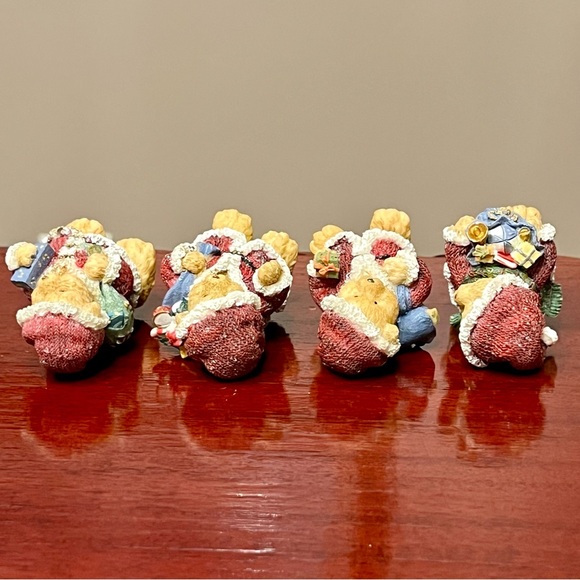 Vintage Home Interiors Christmas Santa Teddy Bear Figurines Textured Set of 4 - Picture 6 of 6